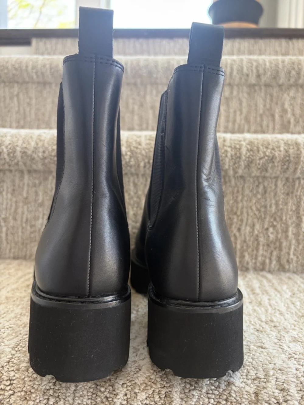 J. Crew Lug-sole Chelsea boots in leather. Women’s size 10.